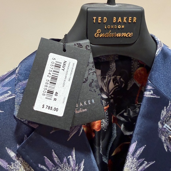 Ted Baker London Jacquard Floral Blazer Navy — Size 40R — NWT $785 - Picture 3 of 5